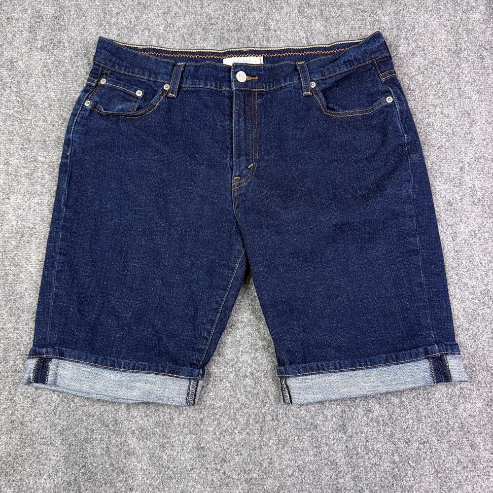 Levis 515 Jean Shorts Womens 16 Bermuda Mid Rise Dark Wash Stretch Denim Y2K